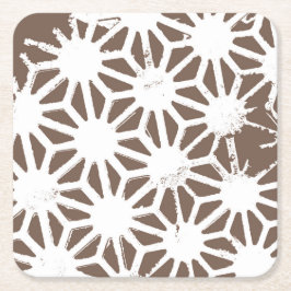 Porta-copo De Papel Quadrado Padrão geométrico castanho e branco