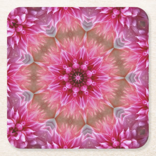 Porta-copo De Papel Quadrado Padrão Geométrico de Flor Cor-de-Rosa Mandala - 67