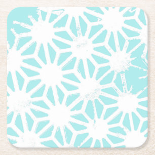 Porta-copo De Papel Quadrado Padrão geométrico de turquesa