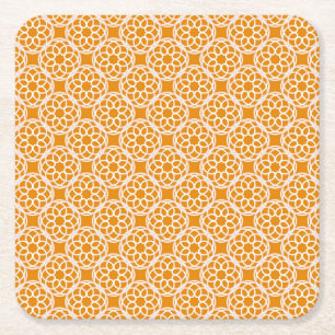 Porta-copo De Papel Quadrado Padrão Geométrico Laranja Branco Sem Costura