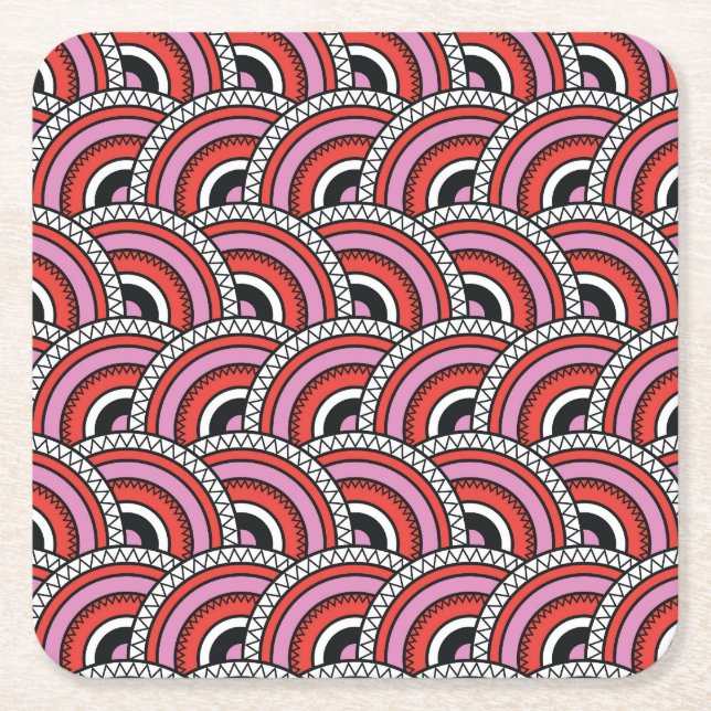 Porta-copo De Papel Quadrado Padrão geométrico sem costura (Frente)