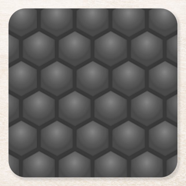 PORTA-COPO DE PAPEL QUADRADO PADRÃO HEXAGONAL PRETO (Frente)
