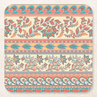 Porta-copo De Papel Quadrado Padrão Invisível das Fronteiras Florais Indianas