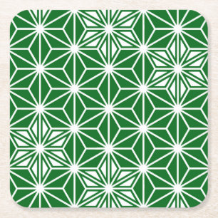 Porta-copo De Papel Quadrado Padrão japonês Asanoha - verde pinho