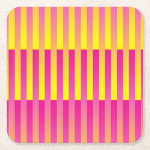 Porta-copo De Papel Quadrado Padrão Listrado Laranja Amarelo Rosa