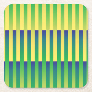 Porta-copo De Papel Quadrado Padrão Listrado Verde Amarelo Azul