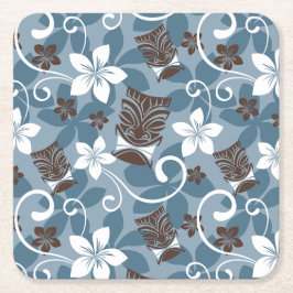 PORTA-COPO DE PAPEL QUADRADO PADRÃO LUAU TIKI (AZUL)