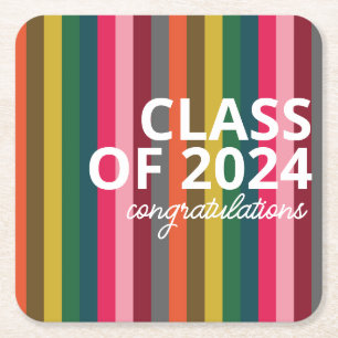 Porta-copo De Papel Quadrado Padrão moderno de faixa rosa e verde