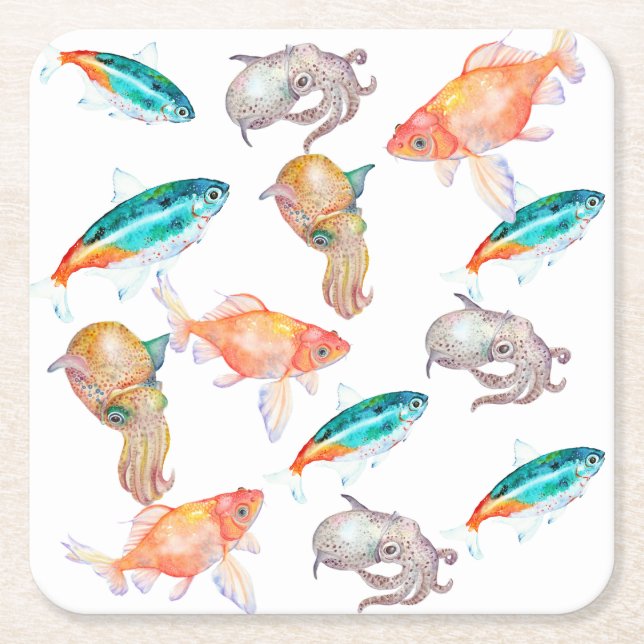 Porta-copo De Papel Quadrado Padrão náutico (Frente)