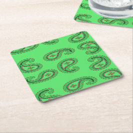 Porta-copo De Papel Quadrado Padrão paisley decorativo em verde