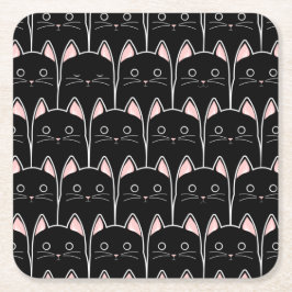 Porta-copo De Papel Quadrado Padrão para muitos gatos pretos