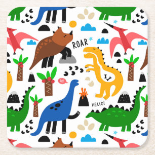 Porta-copo De Papel Quadrado Padrão perfeito dos dinossauros