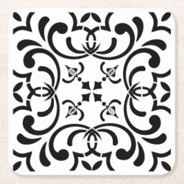 Porta-copo De Papel Quadrado Padrão preto