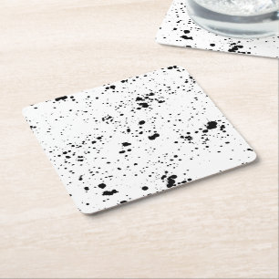Porta-copo De Papel Quadrado Padrão Preto de Splatter de Pintura