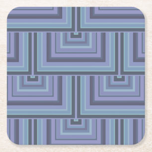 Porta-copo De Papel Quadrado Padrão quadrado de faixas de cinza azul