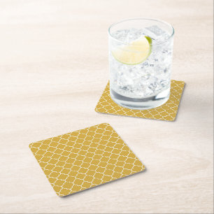 Porta-copo De Papel Quadrado Padrão Quatrefoil Dourado