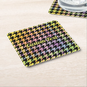 Porta-copo De Papel Quadrado Padrão Rainbow Houndstooth