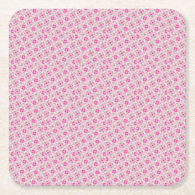 Porta-copo De Papel Quadrado Padrão Rosa (Frente)