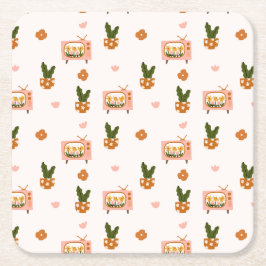 Porta-copo De Papel Quadrado Padrão Scandinávia House TV