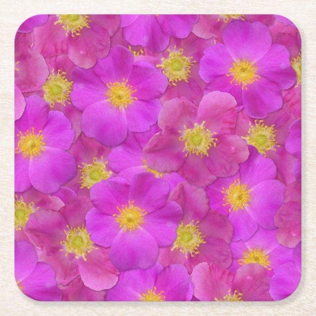 Porta-copo De Papel Quadrado Padrão Selvagem de Rosa (Frente)