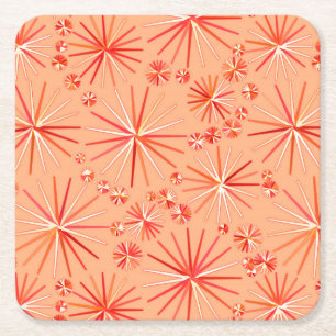 Porta-copo De Papel Quadrado Padrão Sputnik do meio século, Sombras de Coral