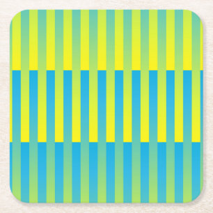 Porta-copo De Papel Quadrado Padrão verde amarelo azul riscado