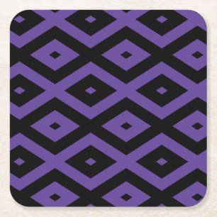 Porta-copo De Papel Quadrado Padrão violeta e diamante preto