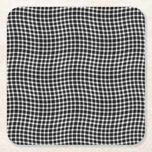 Porta-copo De Papel Quadrado Padrão Xadrez Preto e Branco Sem Costura