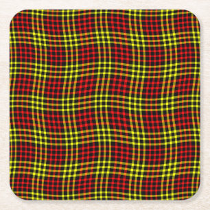 Porta-copo De Papel Quadrado Padrão Xadrez Quadriculado Amarelo Vermelho Sem Co