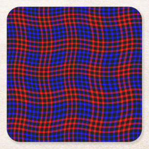 Porta-copo De Papel Quadrado Padrão Xadrez Quadriculado Azul Vermelho Sem Costu