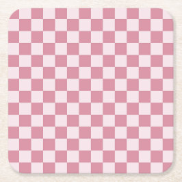 Porta-copo De Papel Quadrado Padrão xadrez rosa empoeirado
