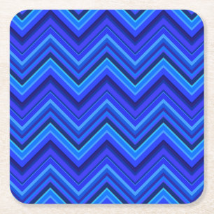 Porta-copo De Papel Quadrado Padrão zigzag de faixas azuis