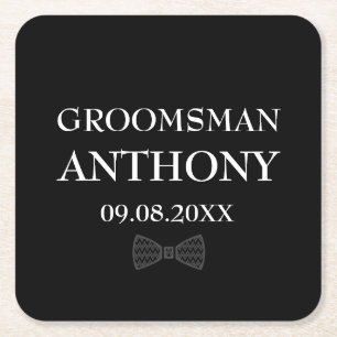 Porta-copo De Papel Quadrado Padrinho Presentes Personalizados Elegantes Preto 