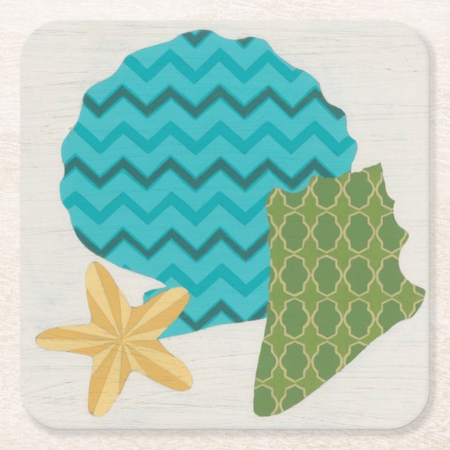 Porta-copo De Papel Quadrado Padrões de Shell II (Frente)