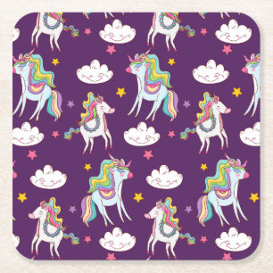 Porta-copo De Papel Quadrado Padrões do Cavalo Mágico Funny Unicorn