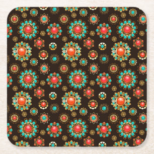 Porta-copo De Papel Quadrado Padrões Étnicos Sem Costura