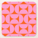 Porta-copo De Papel Quadrado Padrões Modernos De meio século Rosa E Laranja<br><div class="desc">Padrão Moderno do Meio século Retroativo - Formas Geométricas do Abstrato - Padrão Bonito e Minimalista em rosa e laranja.</div>