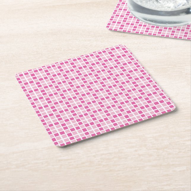 Porta-copo De Papel Quadrado Padrões Rosa (Inclinado)