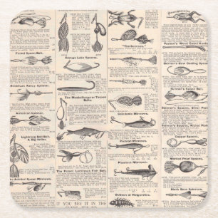 Porta-copo De Papel Quadrado Página do Catálogo de Iscas de Pesca Antigas Impre