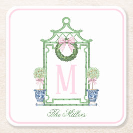 Porta-copo De Papel Quadrado Pagoda de Natal da China pré-desidratada Monograma