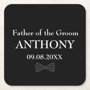 Porta-copo De Papel Quadrado Pai do Casamento de Presentes Pretos do Groom