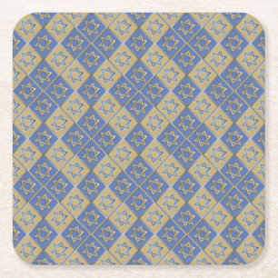 Porta-copo De Papel Quadrado Painéis de Arte Estrela de Davi Azul Dourado