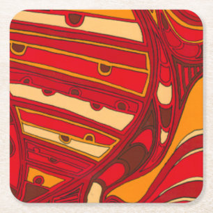 Porta-copo De Papel Quadrado Painéis laranja Abstrato