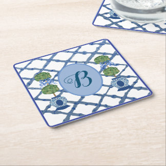 Porta-copo De Papel Quadrado Painted Topiary Chinoiserie Ginger Jars Jar 