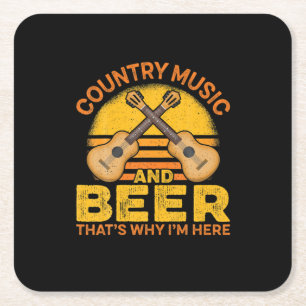 Porta-copo De Papel Quadrado País de Bebedor de Cerveja Música Country e Aniver