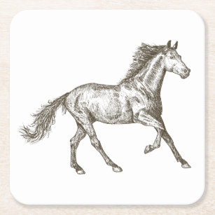Porta-copo De Papel Quadrado País dos Cavalos do Oeste Casamento Russo Equestre