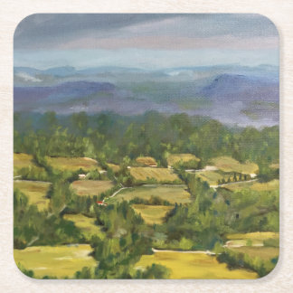 Porta-copo De Papel Quadrado Paisagem "Campos de Acima" de Pintura a Óleo