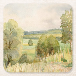 Porta-copo De Papel Quadrado Paisagem da aguarela