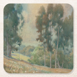 Porta-copo De Papel Quadrado Paisagem de Primavera (1911) Cena Serena em Aquar
