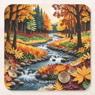 Porta-copo De Papel Quadrado Paisagem de Quilling Fantasy Cute